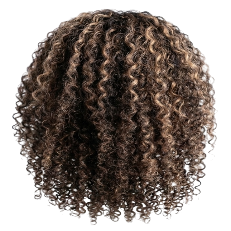 Kinky Curly Half Wig - Blond Highlighted
